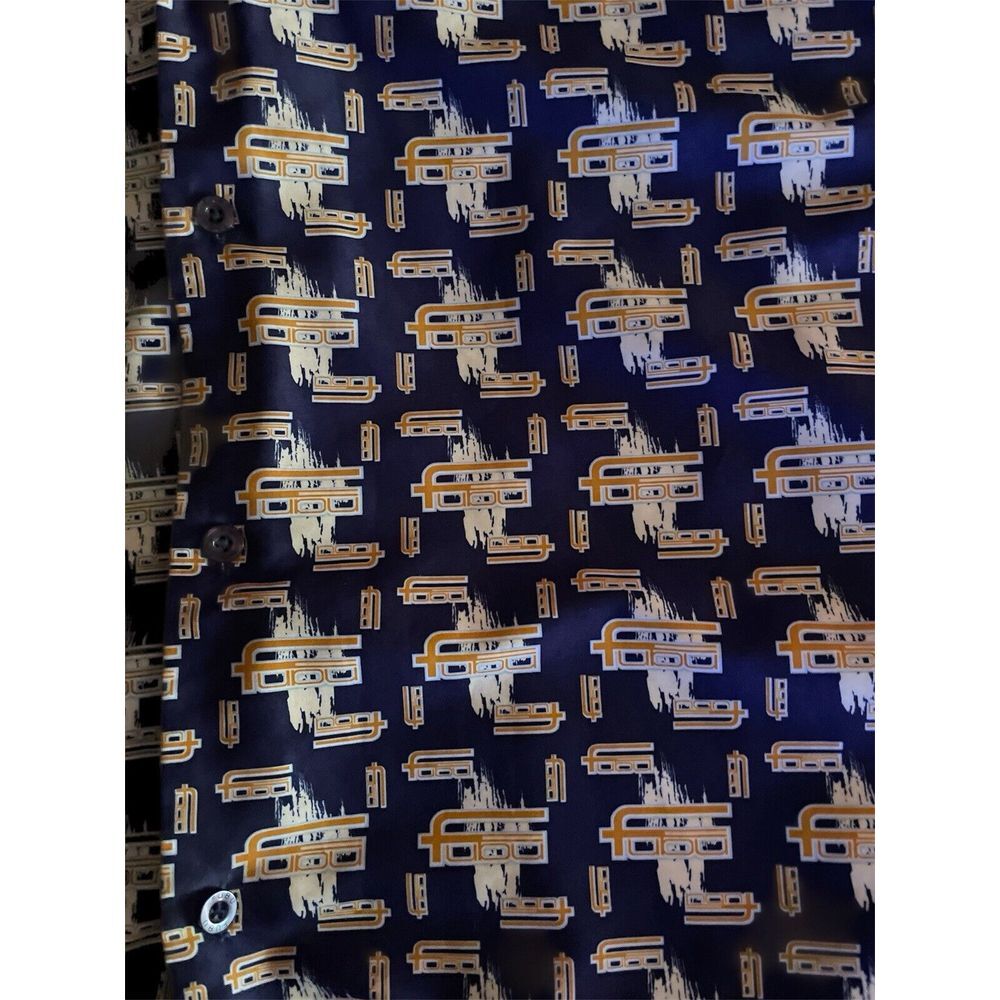 Vintage 90's FUBU Men's 3XL Shirt All Over Print Short Sleeve Button Up Graphic - Picture 2 of 8